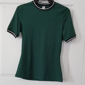 Green Ribbed Women's Top